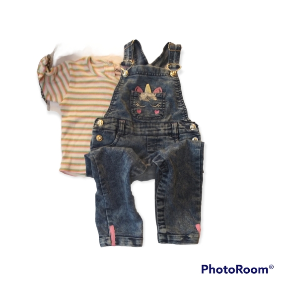 Little Lass 2PC Set- T Shirt and Overalls Size 24 Months